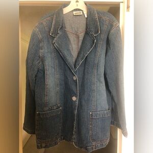 Chico's Blue Jean Jacket with Button Detail